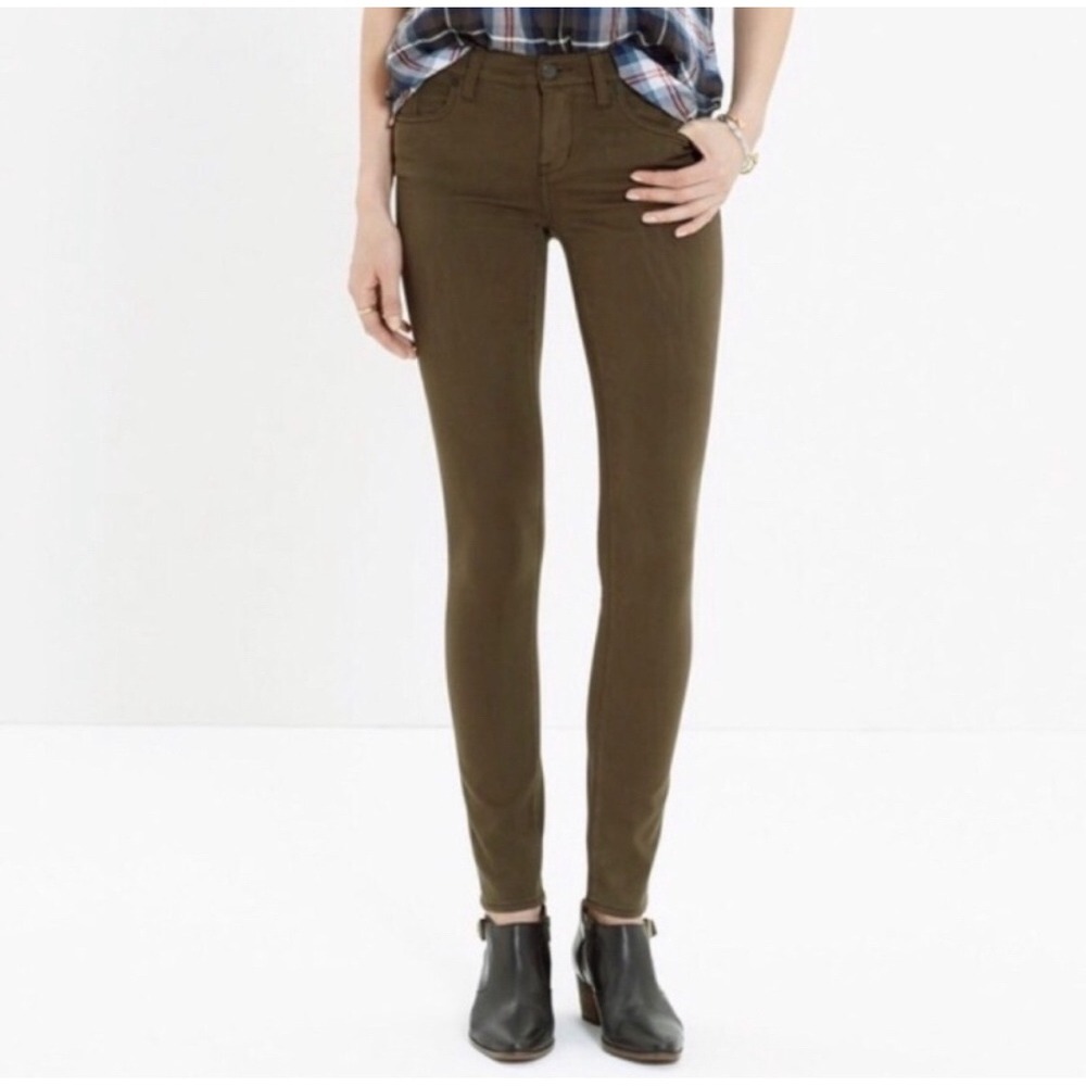 Madewell Skinny Skinny Jeans Womens 25 Olive Green Coated Waxed Excellent HOT! - Picture 9 of 9